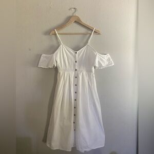 Lulus I’ve Got Love White Off-the-Shoulder Cotton Dress Small